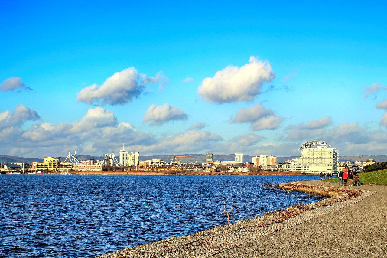 A photo of Cardiff and water.